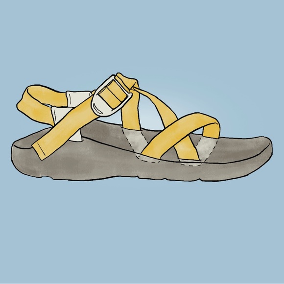 Chaco Two Strap Blue & Green w/ Green Soles W6 - Picture 13 of 14